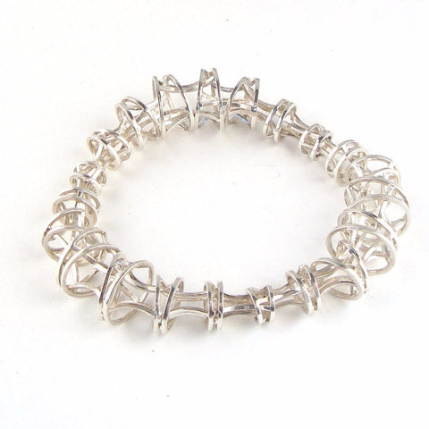 Vertebrae Bangle Bracelet in Sterling Silver with Elegant Graduations
