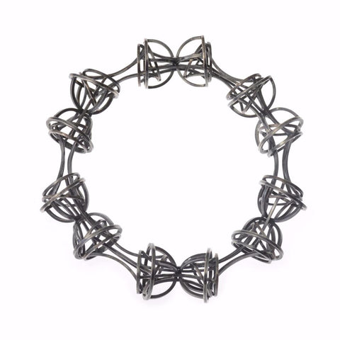 Architectonic Geometric Link Bracelet in Sterling Silver