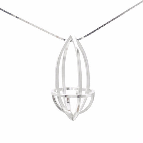 Lattis and Half Sphere Pendant in Sterling Silver on 18inch Chain