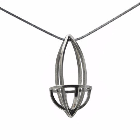 Lattis and Half Sphere Pendant in black Sterling Silver