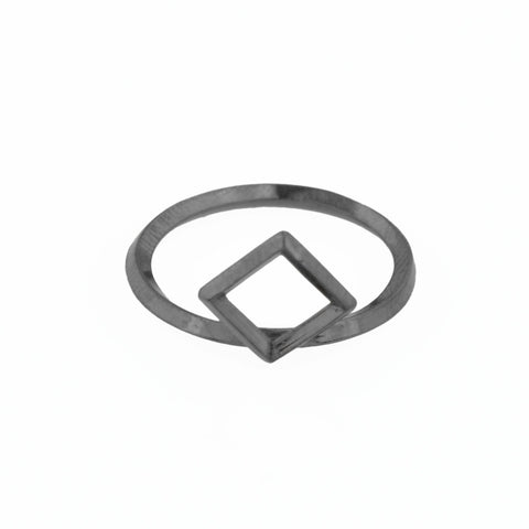 Square Window Architectural Detail Stacking Ring in Sterling Silver