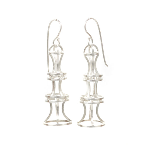 Vertebrae Dangle Earrings in Sterling Silver