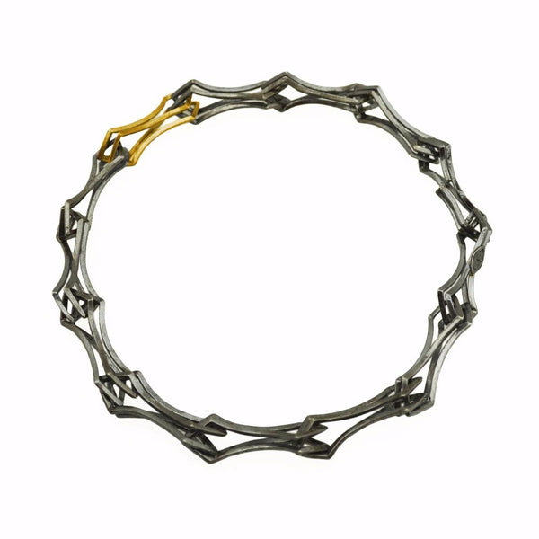 Metropolis Double Diamond Link Bracelet in 18k Gold and Sterling Silver