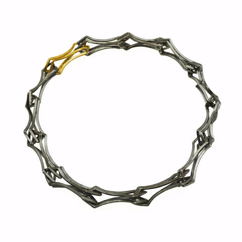 Metropolis Double Diamond Link Bracelet in 18k Gold and Sterling Silver