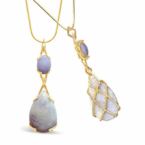 Elegant Lavender Jade Pendant in 18k Gold with Rare Guatemalan Jadeite Jade