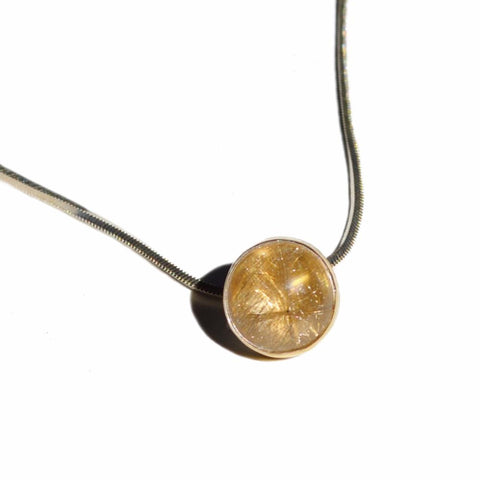 Golden Angel Hair Rutile Quartz Orb Pendant