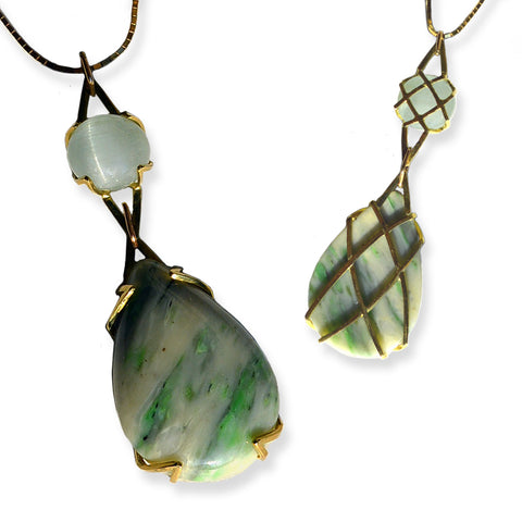 Jade with Cat's Eye Aquamarine Pendant
