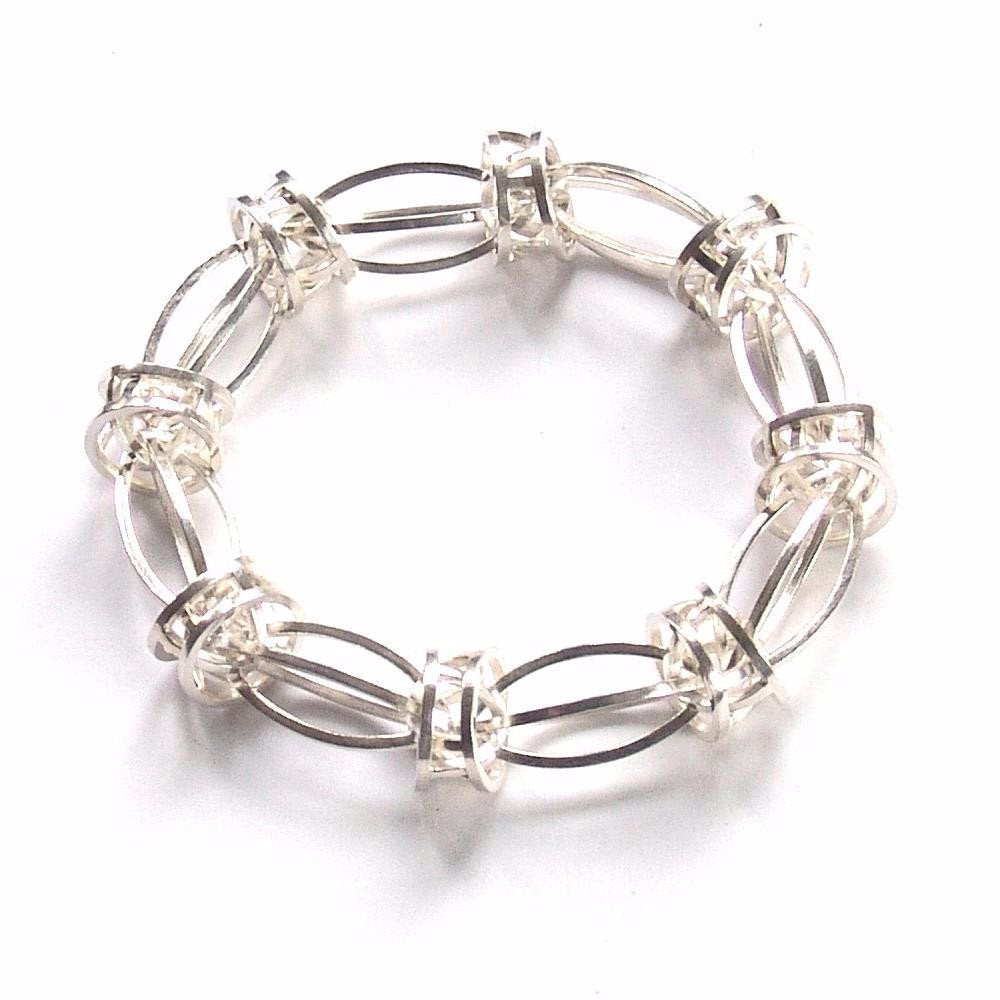 Lattis Link Bracelet in Sterling Silver with Interlocking Spheres