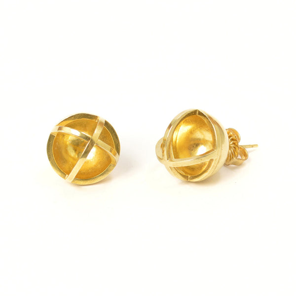 Concave Sphere Stud Earrings in 14k gold