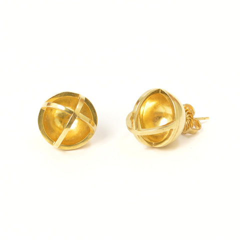 Concave Sphere Stud Earrings in 14k gold