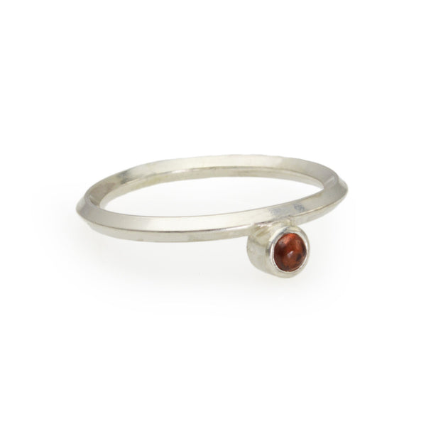 Metropolis Sterling Silver and Garnet Stacking Ring