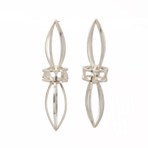 Double Lattis Earrings in Sterling Silver