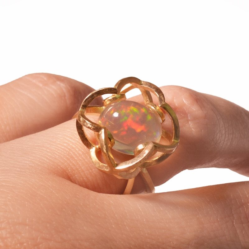 Buy 14K Rose Gold Ring With Australian Crystal Opal SZ 6.75 Online in India  - Etsy