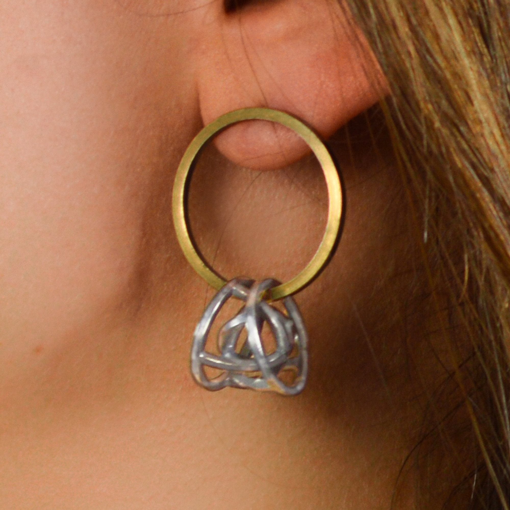 Orbit Hoop Earrings in Sterling Silver, 22k Gold