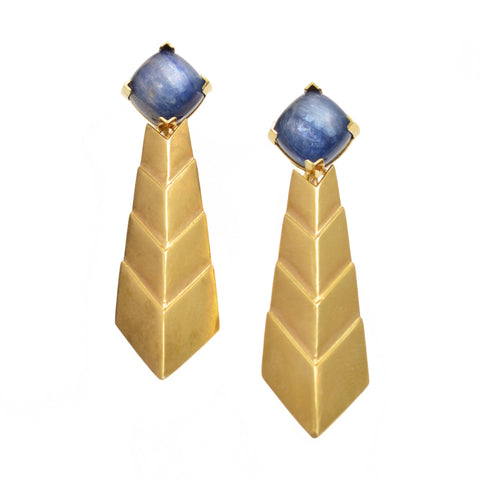 Kyanite Comet Earrings in 24k Gold and Sterling Silver