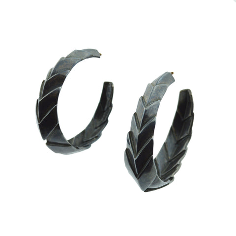 Chevron Hoop Earrings in Sterling Silver with Black finish