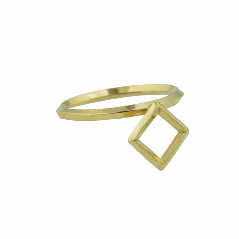 Square Window Architectural Detail Stacking Ring in 14K Gold
