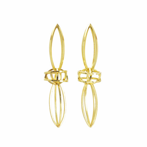 Double Lattis Earrings in 18k Gold