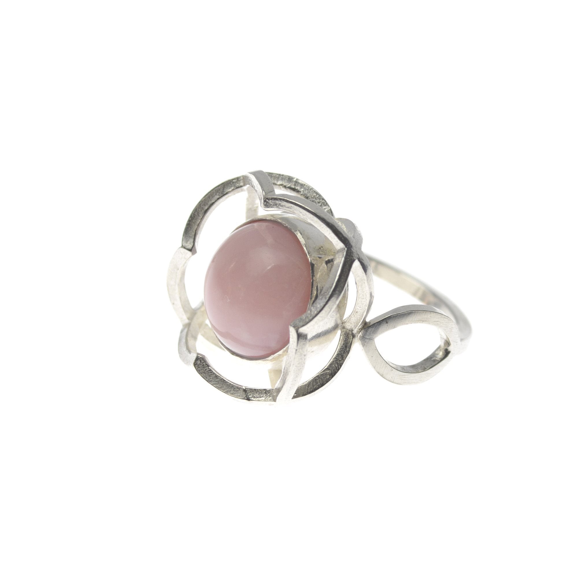Quatrefoil Ring with Peruvian Pink Opal set in Sterling Silver