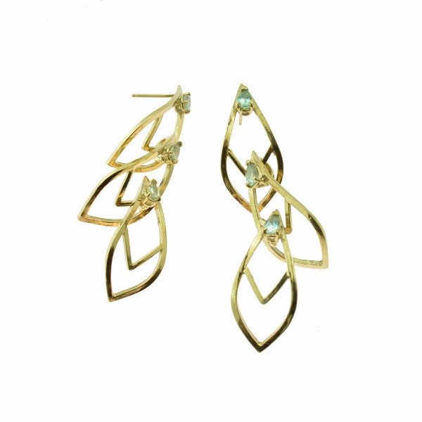 Cascade Earrings in  18k yellow gold with Montana sapphires