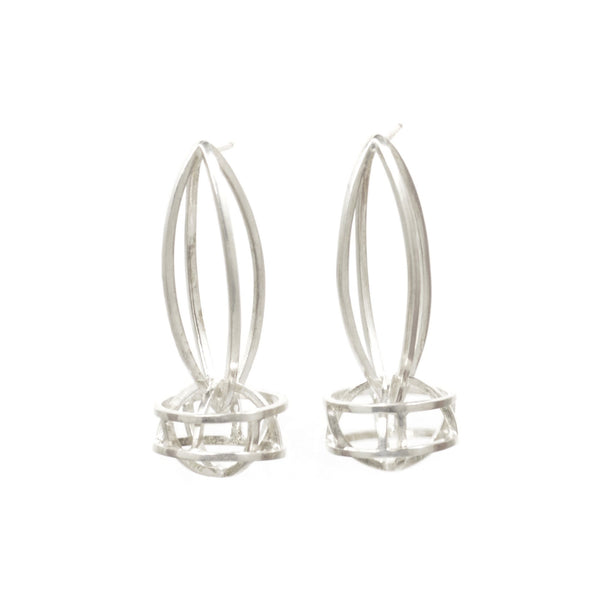 Lattis Link Earrings in Sterling Silver, White Finish