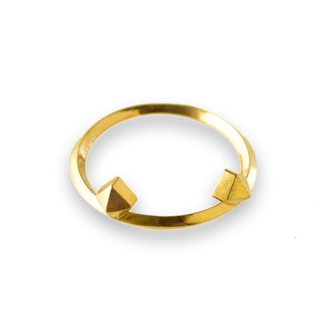 Metropolis Double Pyramid Stacking Ring in 14k gold