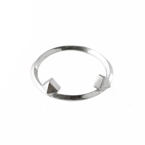 Metropolis Double Pyramid Stacking Ring in Sterling Silver