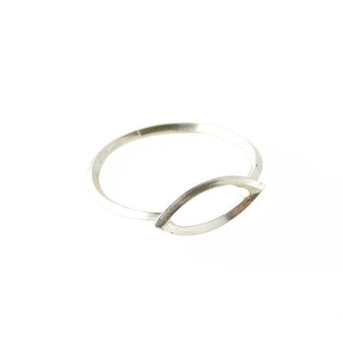 Metropolis Navette Window Stacking Ring in Sterling Silver