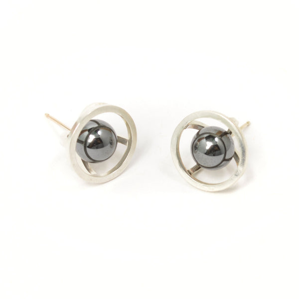 Sphere of Reflection Stud Earrings in Sterling Silver