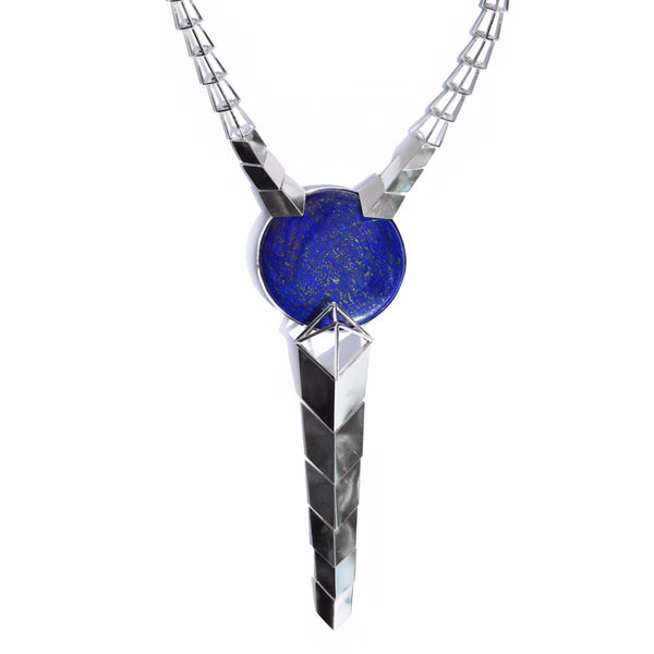 Transforming Necklace with Striking Blue Lapis and Sterling Silver