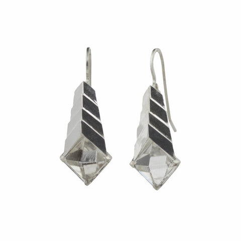 Metropolis Pyramid Dangle Earrings in Sterling Silver