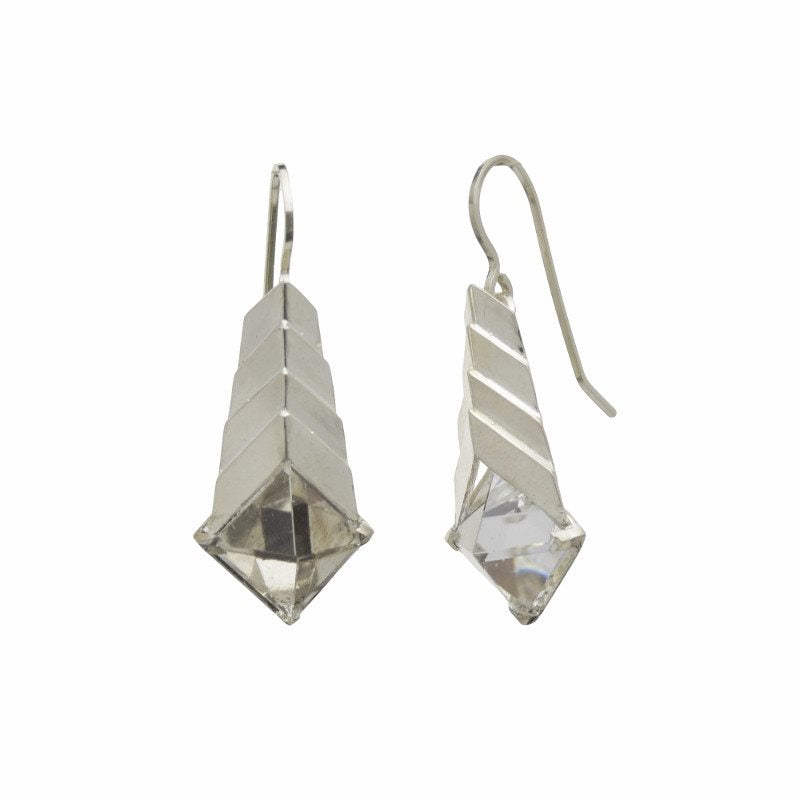 Metropolis Pyramid Dangle Earrings in Sterling Silver