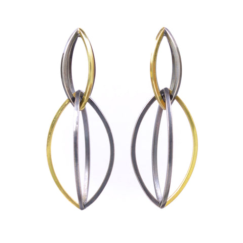 Swell Earrings in 18k Gold and blackened Sterling Silver