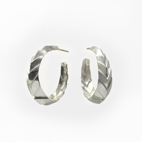 Metropolis Chevron Hoop Earrings in Sterling Silver