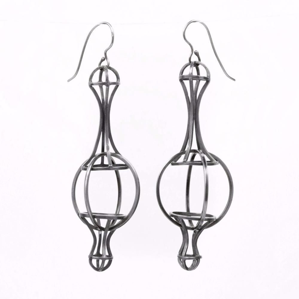 Architectonic Earrings in Sterling Silver with Black Patina