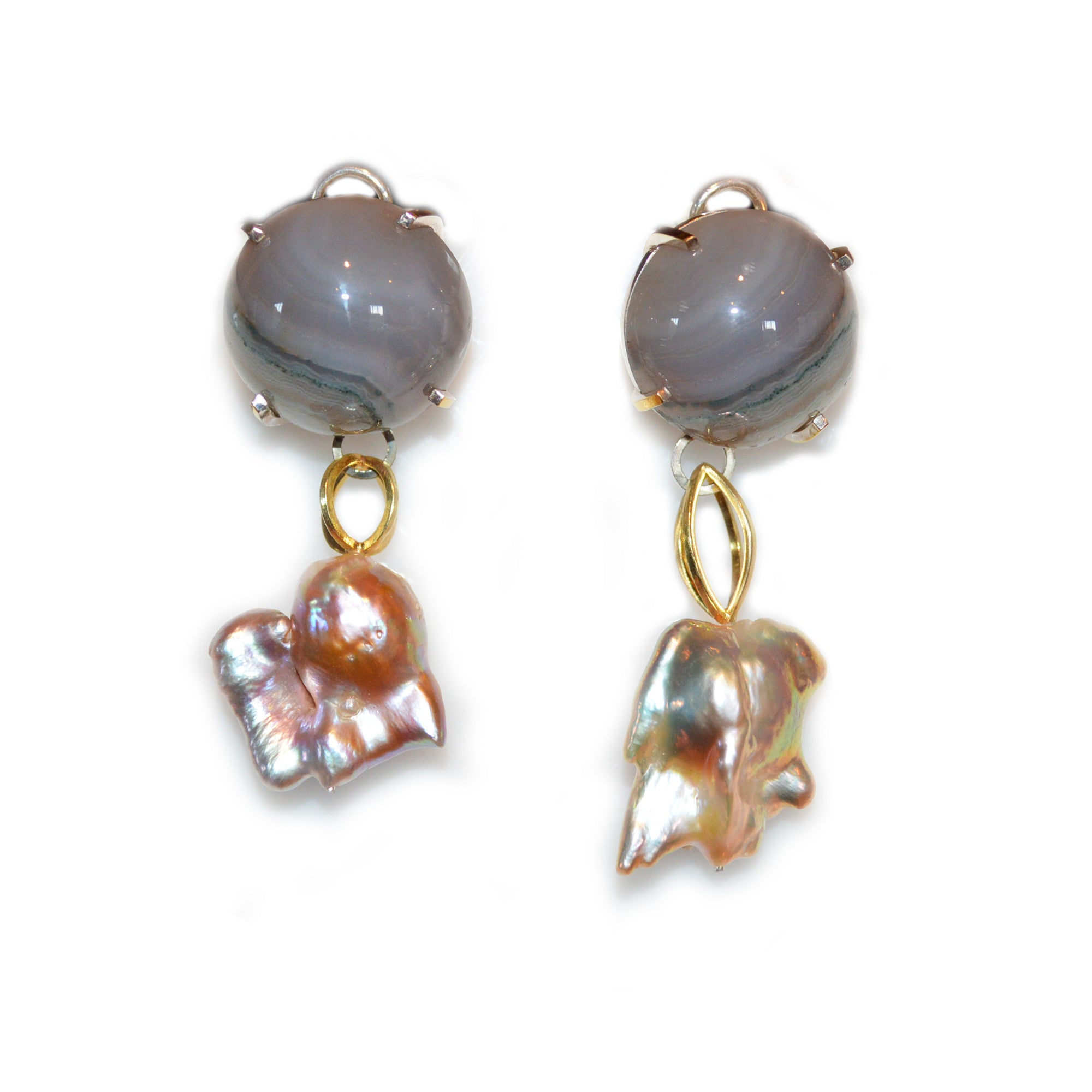 Phoenix Pearl and Agate Earrings
