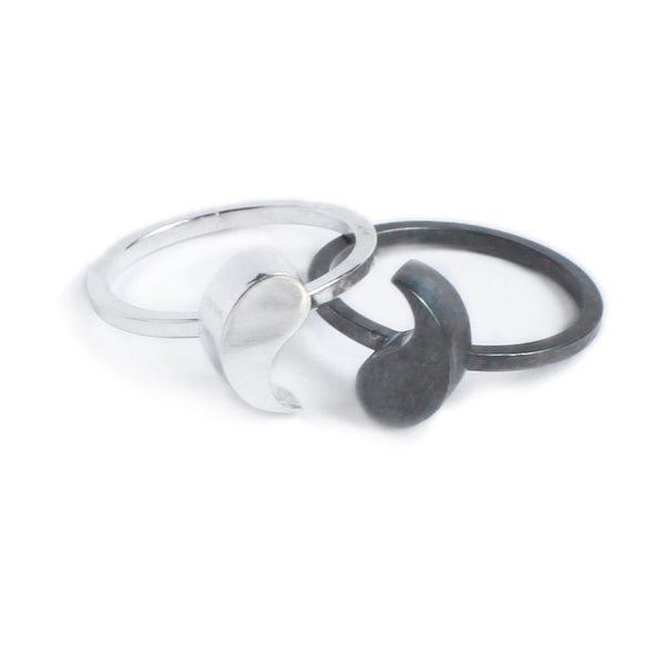 Metropolis Yin-Yang Stacking Ring Set in Sterling Silver