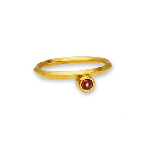 Metropolis Stacking Ring with Garnet in 14k gold